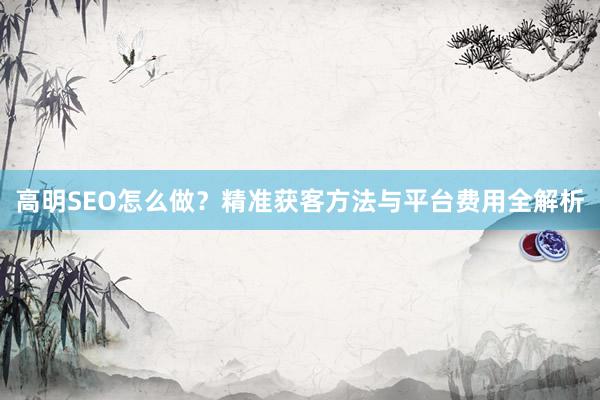 高明SEO怎么做？精准获客方法与平台费用全解析