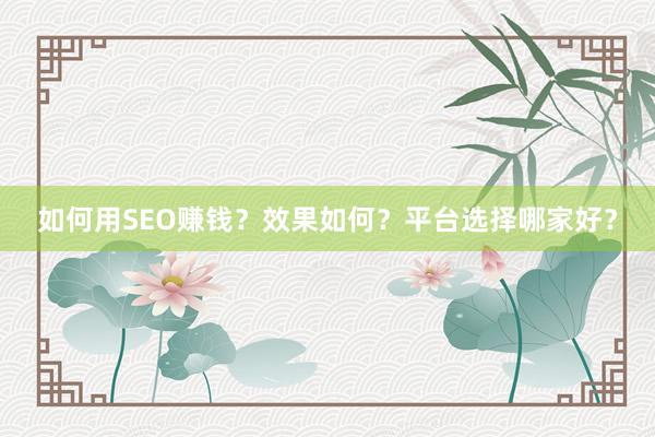 如何用SEO赚钱？效果如何？平台选择哪家好？