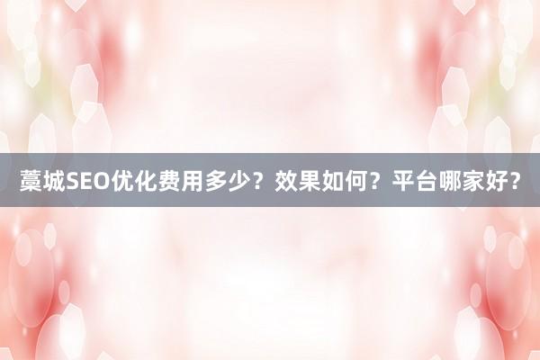 藁城SEO优化费用多少？效果如何？平台哪家好？