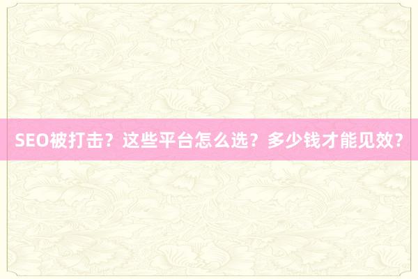 SEO被打击？这些平台怎么选？多少钱才能见效？