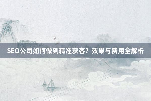 SEO公司如何做到精准获客？效果与费用全解析
