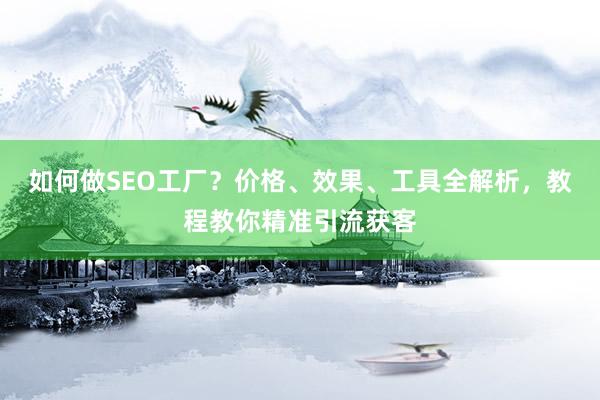 如何做SEO工厂？价格、效果、工具全解析，教程教你精准引流获客