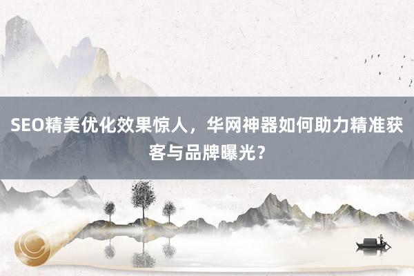 SEO精美优化效果惊人，华网神器如何助力精准获客与品牌曝光？