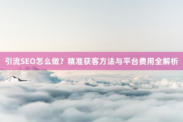 引流SEO怎么做？精准获客方法与平台费用全解析