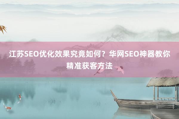 江苏SEO优化效果究竟如何？华网SEO神器教你精准获客方法