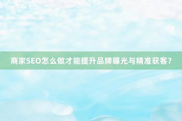 商家SEO怎么做才能提升品牌曝光与精准获客？