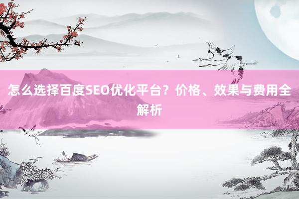 怎么选择百度SEO优化平台？价格、效果与费用全解析