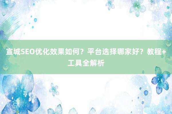 宣城SEO优化效果如何？平台选择哪家好？教程+工具全解析