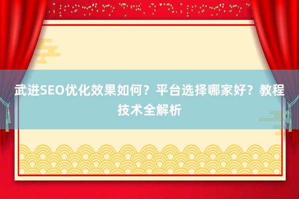 武进SEO优化效果如何？平台选择哪家好？教程技术全解析