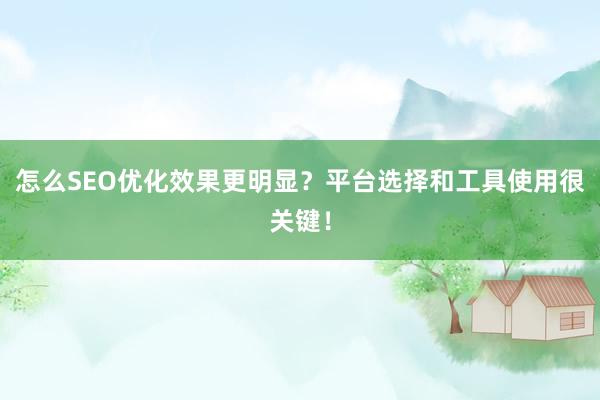 怎么SEO优化效果更明显？平台选择和工具使用很关键！