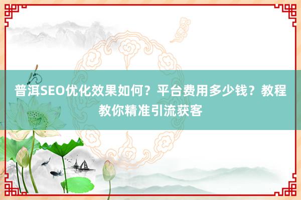 普洱SEO优化效果如何？平台费用多少钱？教程教你精准引流获客