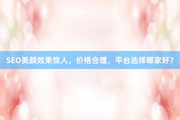 SEO美颜效果惊人，价格合理，平台选择哪家好？
