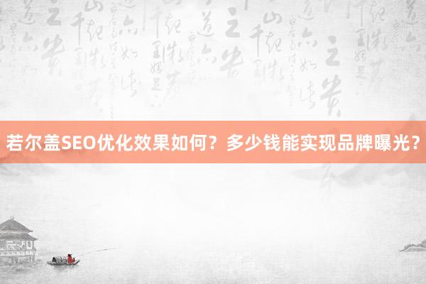 若尔盖SEO优化效果如何？多少钱能实现品牌曝光？
