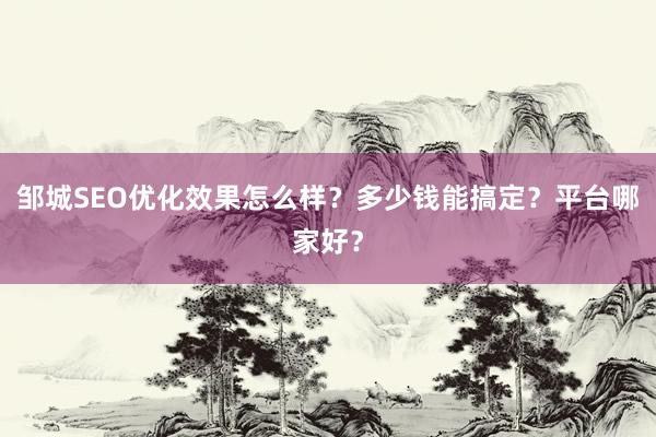 邹城SEO优化效果怎么样？多少钱能搞定？平台哪家好？