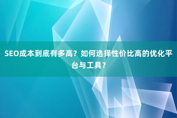 SEO成本到底有多高？如何选择性价比高的优化平台与工具？