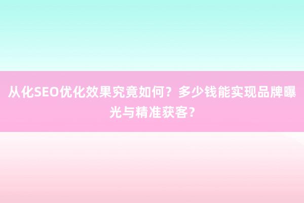 从化SEO优化效果究竟如何？多少钱能实现品牌曝光与精准获客？