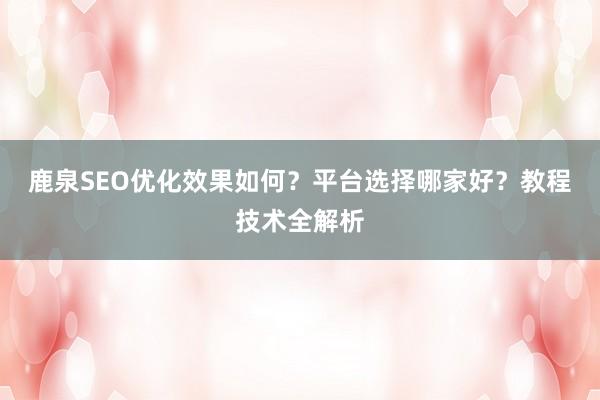 鹿泉SEO优化效果如何？平台选择哪家好？教程技术全解析