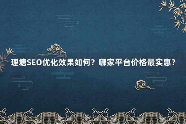 理塘SEO优化效果如何？哪家平台价格最实惠？