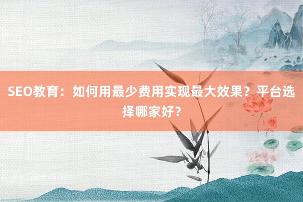 SEO教育：如何用最少费用实现最大效果？平台选择哪家好？