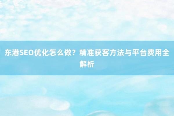 东港SEO优化怎么做？精准获客方法与平台费用全解析