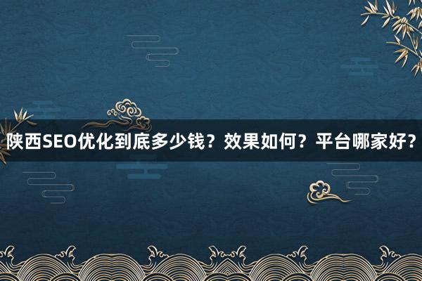 陕西SEO优化到底多少钱？效果如何？平台哪家好？