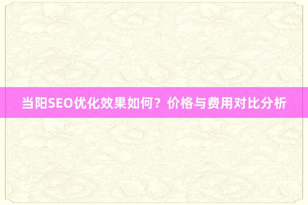 当阳SEO优化效果如何？价格与费用对比分析