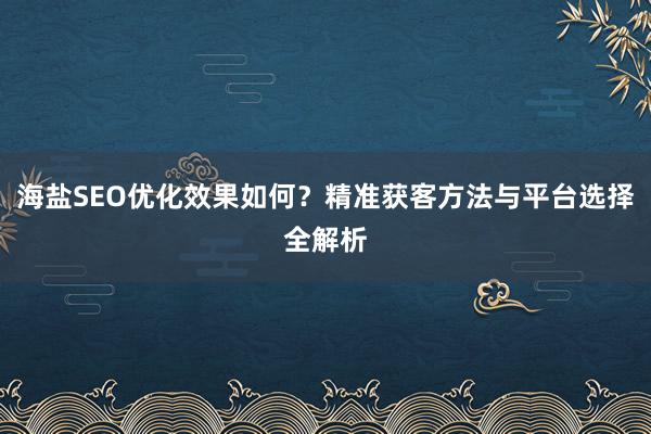 海盐SEO优化效果如何？精准获客方法与平台选择全解析