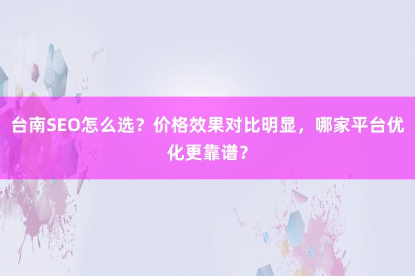 台南SEO怎么选？价格效果对比明显，哪家平台优化更靠谱？