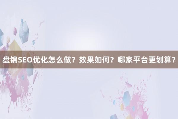 盘锦SEO优化怎么做？效果如何？哪家平台更划算？