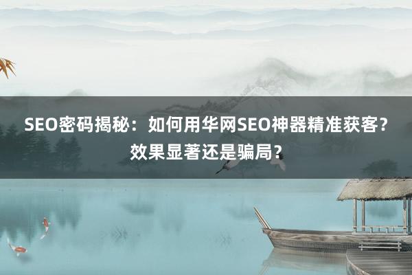 SEO密码揭秘：如何用华网SEO神器精准获客？效果显著还是骗局？
