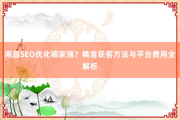 南昌SEO优化哪家强？精准获客方法与平台费用全解析