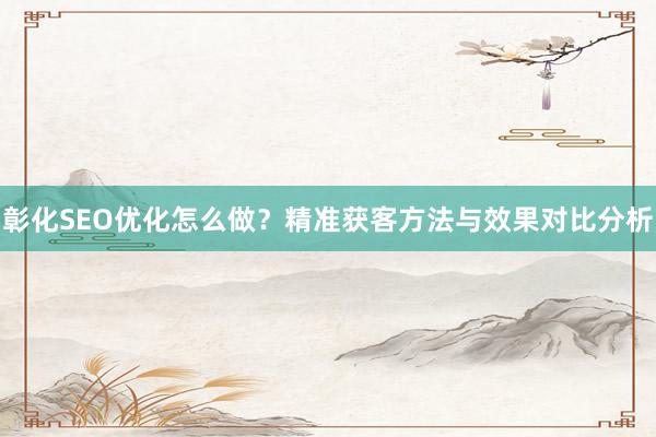 彰化SEO优化怎么做？精准获客方法与效果对比分析