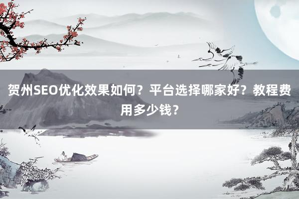 贺州SEO优化效果如何？平台选择哪家好？教程费用多少钱？