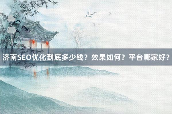 济南SEO优化到底多少钱？效果如何？平台哪家好？