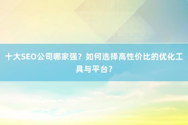 十大SEO公司哪家强？如何选择高性价比的优化工具与平台？