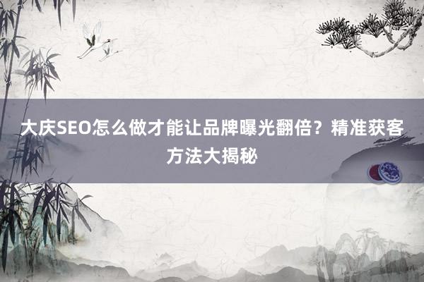 大庆SEO怎么做才能让品牌曝光翻倍？精准获客方法大揭秘