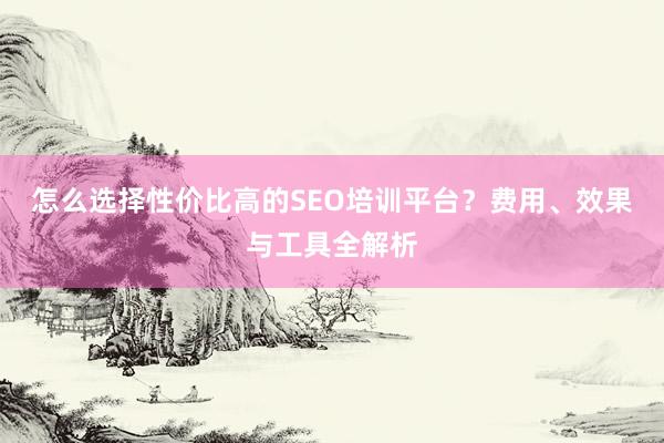 怎么选择性价比高的SEO培训平台？费用、效果与工具全解析