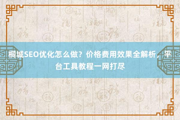 桐城SEO优化怎么做？价格费用效果全解析，平台工具教程一网打尽