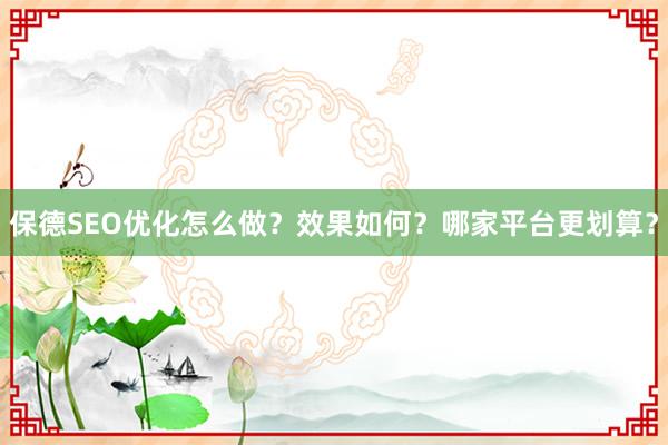 保德SEO优化怎么做？效果如何？哪家平台更划算？