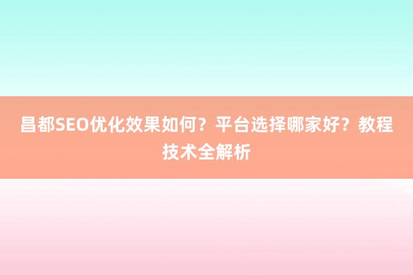 昌都SEO优化效果如何？平台选择哪家好？教程技术全解析