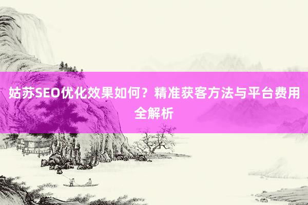 姑苏SEO优化效果如何？精准获客方法与平台费用全解析