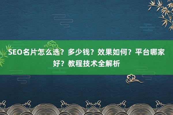 SEO名片怎么选？多少钱？效果如何？平台哪家好？教程技术全解析