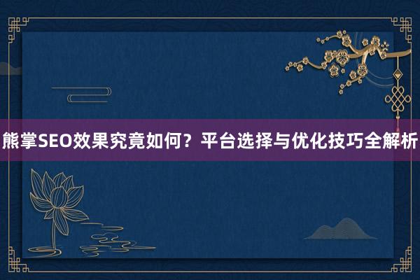 熊掌SEO效果究竟如何？平台选择与优化技巧全解析