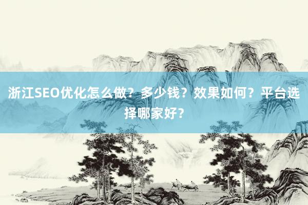 浙江SEO优化怎么做？多少钱？效果如何？平台选择哪家好？