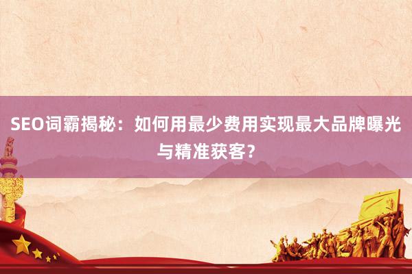 SEO词霸揭秘：如何用最少费用实现最大品牌曝光与精准获客？