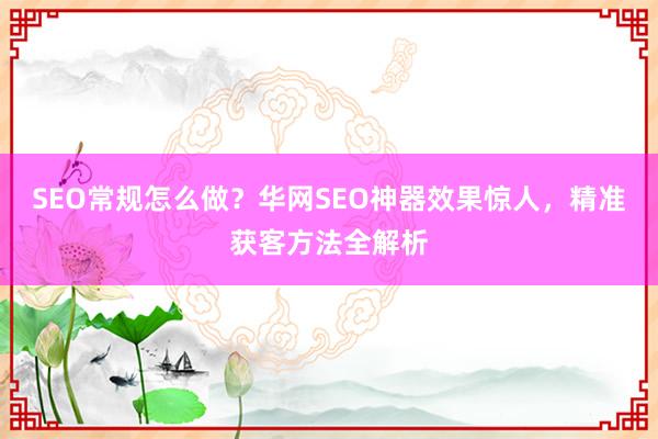 SEO常规怎么做？华网SEO神器效果惊人，精准获客方法全解析