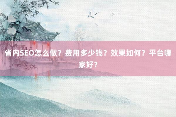省内SEO怎么做？费用多少钱？效果如何？平台哪家好？